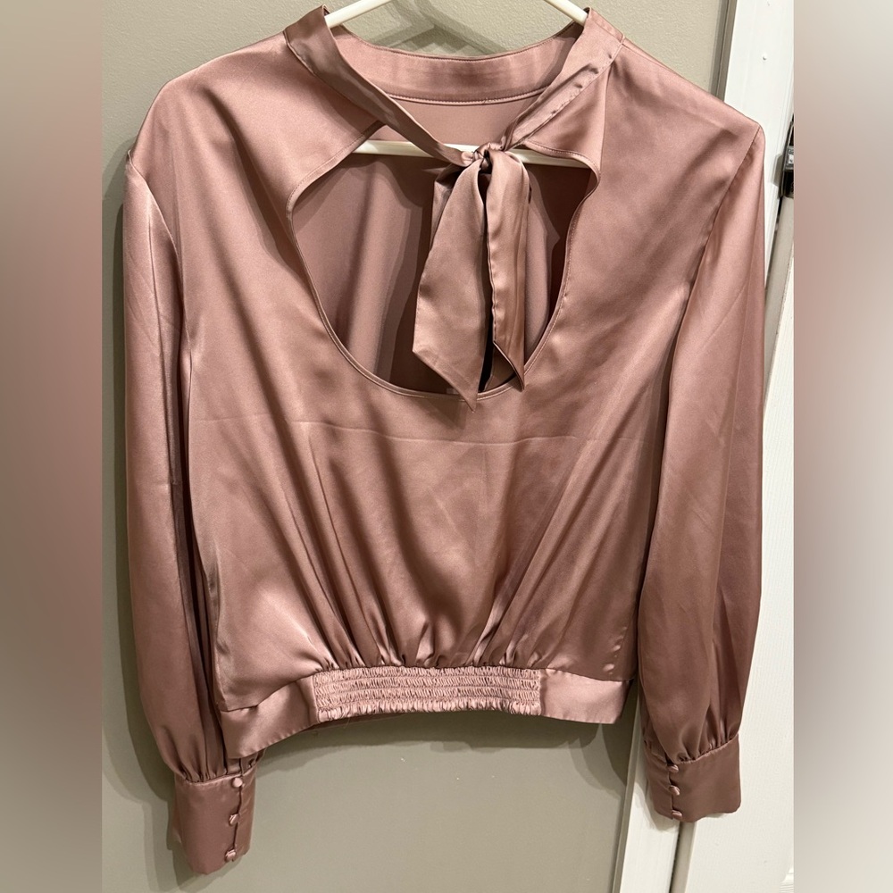 Express Cropped Blouse With Partial Open Back - image 1